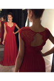 2024 Chiffon Evening Dresses A Line Straps Open Back With Ruffles PR4NDHGE