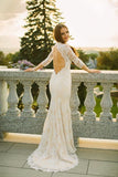 2024 Mermaid Scoop Wedding Dresses 3/4 Length Sleeves Lace PF4HC4RL