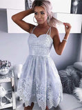 Chic Sweetheart Lace Spaghetti Straps A Line Homecoming Dresses