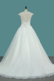 2024 Wedding Dresses Scoop A Line Organza With Applique PX631E84