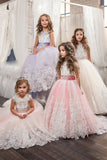 2024 Flower Girl Dresses Scoop Ball Gown Tulle With Applique And P2B63536