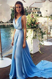 Long Prom Dresses blue Prom Dress chiffon Prom dress sexy backless prom Dress 2024 prom Dress