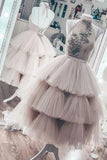 Unique Short Layered Tulle High Neck Short Prom Dress P4753F43