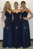 Elegant A-Line Long Blue Charming Bridesmaid Dresses PPF87LM5