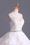 2024 Hot Wedding Dresses V-Neck A Line Organza With Beading And P7F398RT