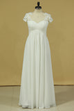 2024 Plus Size Scoop A Line Wedding Dresses Chiffon With P72YKPPS
