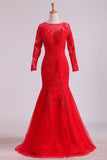 2024 Mother Of The Bride Dresses Scoop 3/4 Length Sleeves Tulle With PS6Q3CHZ