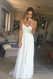 Elegant A Line Spaghetti Straps V Neck Top Lace Wedding Dresses, Bridal STF20461