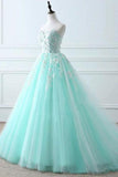 Sweetheart Puffy Tulle Prom Dress With Lace Appliques Long Graduation STFPKFJ5ZSA