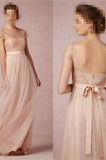 2024 Cap Sleeve A-Line Lace Chiffon Long Elegant Backless Bridesmaid Dress
