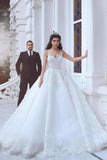 A Line Straps Wedding Dresses Tulle With Applique Lace PC5XEBR4