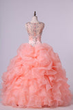 2024 Ball Gown Quinceanera Dresses Straps Beaded Bodice With Bubble P8GEQXMY