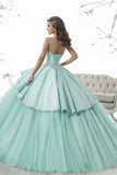 2024 Scoop Ball Gown Quinceanera Dresses Tulle & Satin With PCMBNSKX
