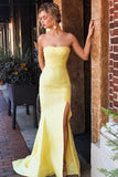 Strapless Split Long Party Dress Sexy Simple Mermaid Prom STFPGY55N67