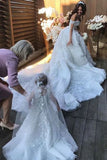 A Line Off The Shoulder Wedding Dresses Tulle With Applique And STFPR88F3G3