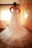 2024 Bateau Wedding Dresses A Line With Sash And Applique Chapel P1Q5XDT3