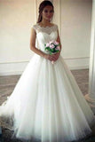 Elegant Ivory Lace Tulle Long Ball Gown Wedding Dresss Charming PHKY7Y33