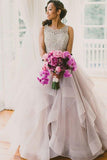 2024 A line Scoop Neckline Organza Long Custom Affordable Open Back Wedding Dresses
