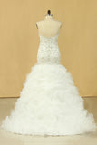 2024 Hot Plus Size Sweetheart Wedding Dresses Mermaid Organza With Beads And PL7HBY1X