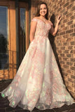 Luxury Off the Shoulder Sweetheart Pink Lace Appliques Prom Dress with STF15652