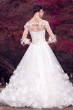 Modest Long Floor Length White Lace Ball Gown Lace Wedding Dresses P633S59F