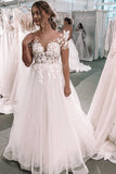 Elegant Ball Gown Ivory Tulle Wedding Dresses With Appliques Wedding STFPTHY1X6A