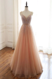 Sexy Straps Sleeveless Long Tulle Prom Dress With Beading Floor Length Sparkly Evening STFP6ZBZ4KZ