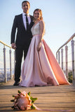 A Line Satin Sweetheart Long Prom Dresses With Pockets Strapless Evening STFPLNLL4YN