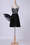 2024 Halter Homecoming Dresses A Line Short/Mini Chiffon With Beading And PRFE4KT1