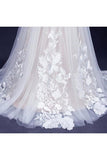 A Line Sweetheart Tulle Appliqued Wedding Dress Strapless Tulle PTAQJ8PQ