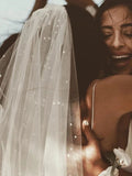 Spaghetti Straps Mermaid Satin Sheath Ivory Wedding Dresses, Wedding Gowns STF15417