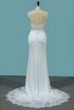 2024 Mermaid Scoop Spandex Wedding Dresses With Applique P8D4NK9L