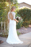 2024 Mermaid Scoop Wedding Dresses 3/4 Length Sleeves Lace PF4HC4RL