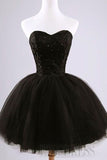 2024 Black Homecoming Dresses Ball Gown Sweetheart Short/Mini With Appliques P1ZE8AQY
