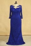 2024 Plus Size Mother Of The Bride Dresses Scoop 3/4 Length Sleeve Lace With Applique Dark Royal PGB7RQ6T