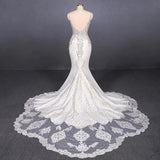Spaghetti Straps Mermaid Wedding Dress with Lace, V-neck Wedding Dresses STF15418