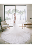 Sexy Appliqued Beach Wedding Dress With Racerback Illusion Neckline Wedding STFPBN4L9Q7