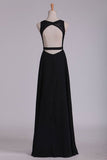 2024 Sexy Open Back Scoop Chiffon Prom Dresses With Applique P8C2ALRR