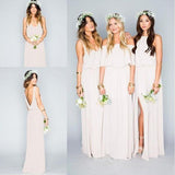 2024 Chiffon Cheap Long Pretty Young Mint Mismatched Side Split Bridesmaid Dresses