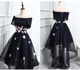 2024 Chic Off-the-Shoulder Appliques Asymmetrical Short High Low Homecoming