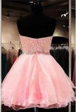 2024 Lace Short Blush Pink Strapless Sweetheart Sweet 16 Dress Homecoming Dresses