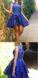 Elegant Round Neck A Line With Lace Appliques Homecoming Dresses