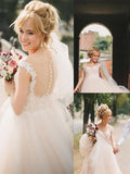 A-Line/Princess Scoop Court Train Tulle Sleeveless Wedding Dresses TPP0006675