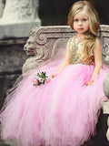 Ball Gown Sleeveless Scoop Floor-Length Sequin Tulle Flower Girl Dresses TPP0007622