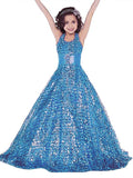 Ball Gown Halter Sleeveless Floor-Length Sequins Flower Girl Dresses TPP0007632