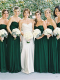 A-Line/Princess Sleeveless Sweetheart Floor-Length Chiffon Bridesmaid Dresses TPP0005616