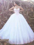 Ball Gown Sleeveless Sweetheart Sweep/Brush Train Organza Wedding Dresses TPP0006206