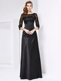 Sheath/Column Off the Shoulder 3/4 Sleeves Lace Long Elastic Woven Satin Mother of the Bride Dresses TPP0007145