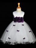 A-line/Princess Scoop Hand-made Flower Sleeveless Long Organza Flower Girl Dresses TPP0007630