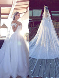 Ball Gown Tulle V-neck Sleeveless Chapel Train Wedding Dresses TPP0006138